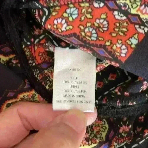 Gibson Latimer Women's Blouse Semi-Sheer Black/MultiColor Size L - Picture 6 of 8